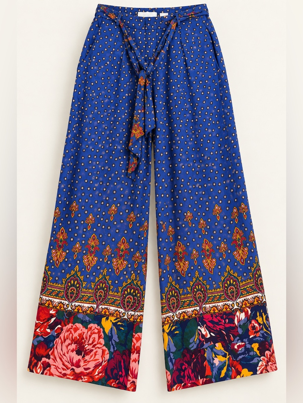 Anthropologie Elevenses Blue Boho Wide Leg Pants Size 2